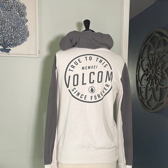 Volcom Two-Tone Hoodie in White and Gray - Picture 4 of 5